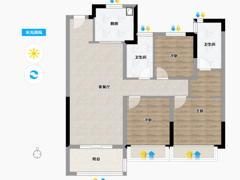 江苏省-苏州市-悦景水湾​-82.00-户型库-采光通风