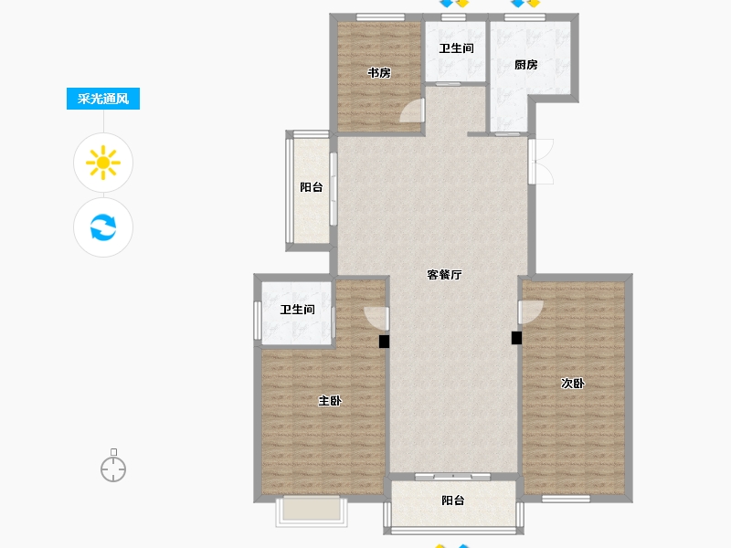 浙江省-宁波市-双和家苑-150.00-户型库-采光通风