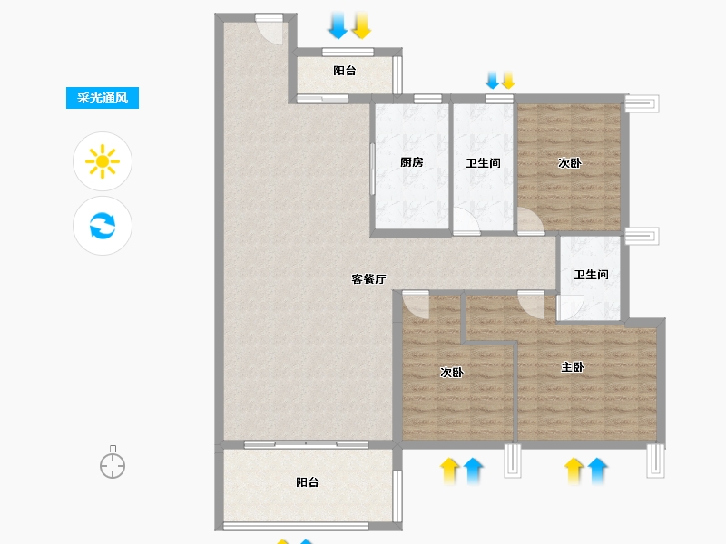 广东省-揭阳市-幸福里-128.67-户型库-采光通风