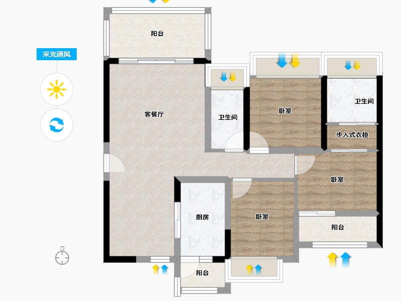 广东省-深圳市-新世界松风明月-85.69-户型库-采光通风