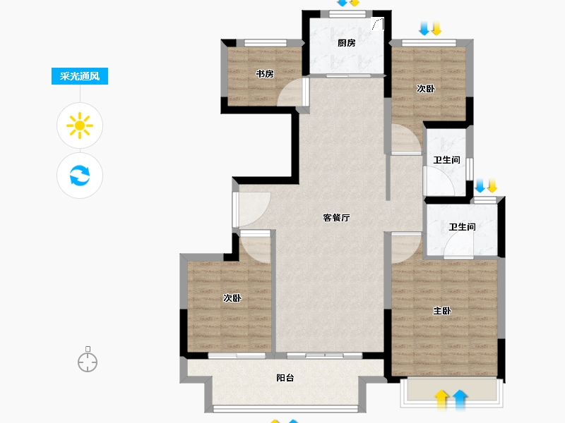 江苏省-苏州市-建发·御璟湾-102.19-户型库-采光通风