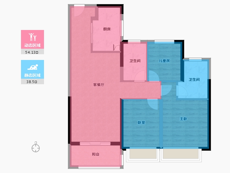 江苏省-苏州市-悦景水湾​-82.40-户型库-动静分区