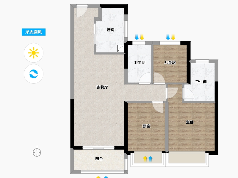 江苏省-苏州市-悦景水湾​-82.40-户型库-采光通风