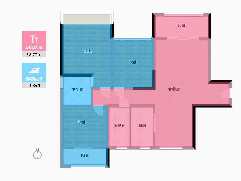 湖南省-常德市-诚信枫林逸景-110.00-户型库-动静分区