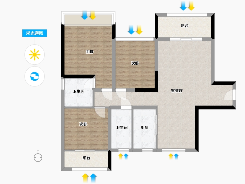 湖南省-常德市-诚信枫林逸景-110.00-户型库-采光通风