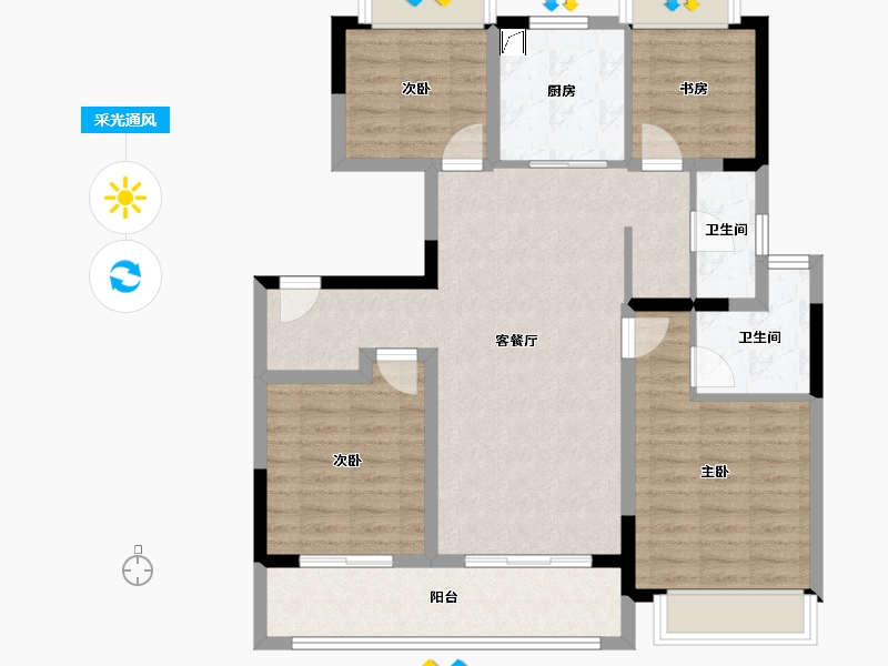 江苏省-苏州市-望湖玫瑰园-96.01-户型库-采光通风