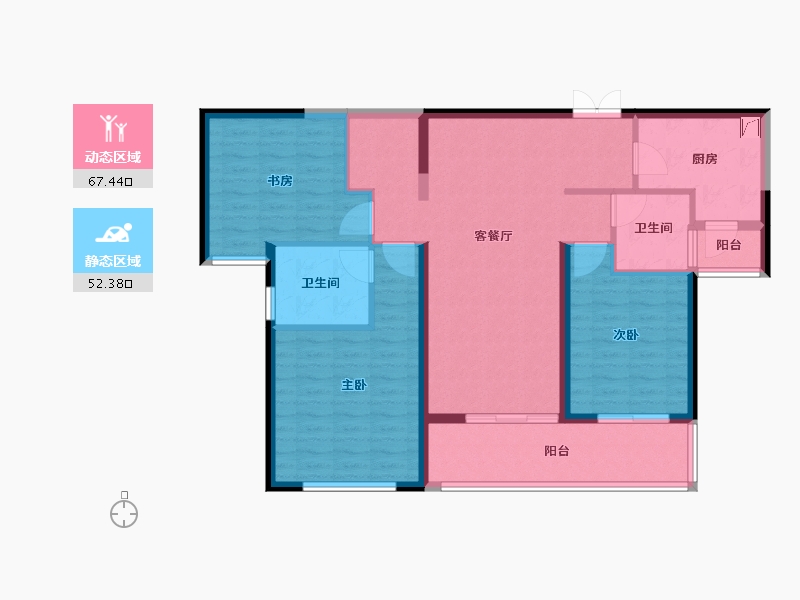 江苏省-苏州市-览月阁​-107.73-户型库-动静分区