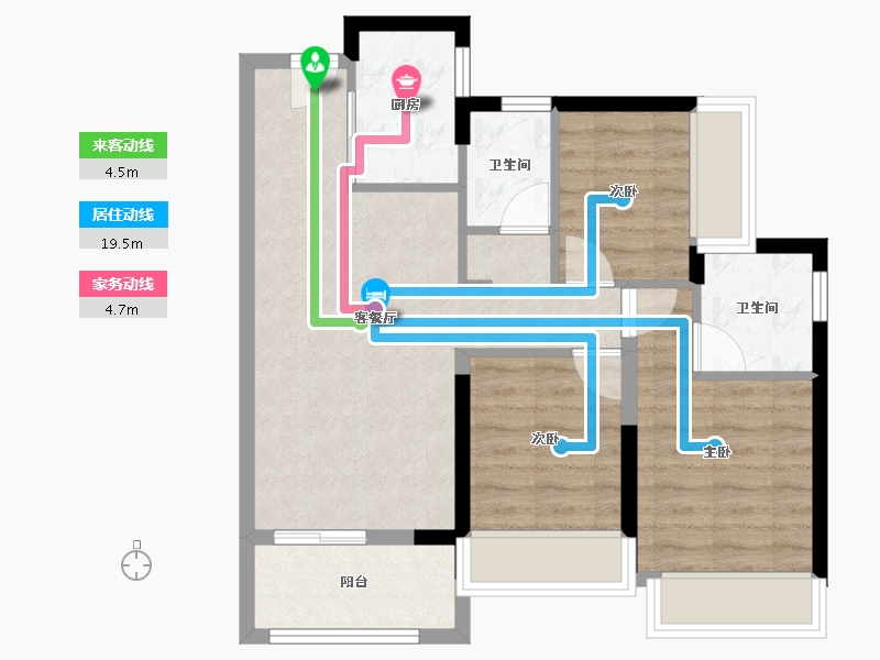 广东省-深圳市-佳兆业樾伴山花园-63.65-户型库-动静线