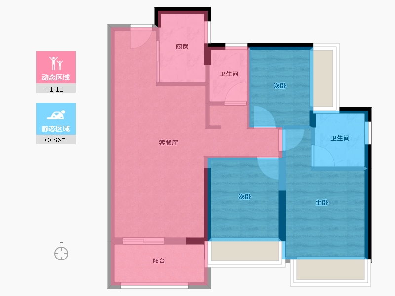 广东省-深圳市-佳兆业樾伴山花园-63.65-户型库-动静分区