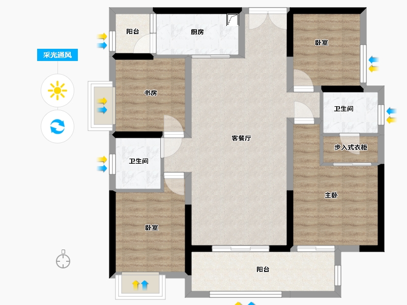 四川省-成都市-川发天府上城-104.68-户型库-采光通风