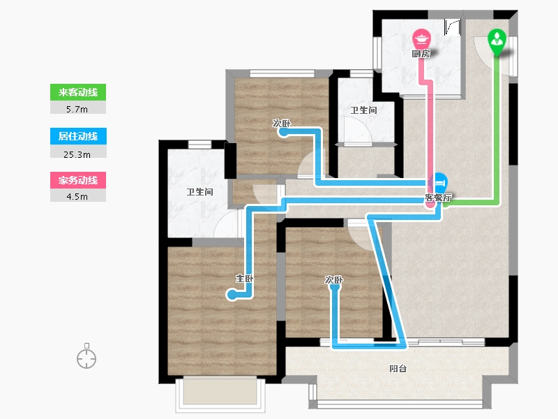 江苏省-苏州市-建发·御璟湾-85.56-户型库-动静线