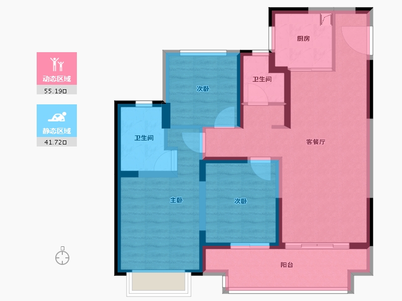 江苏省-苏州市-建发·御璟湾-85.56-户型库-动静分区