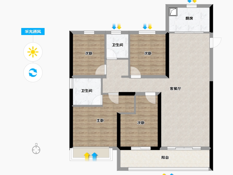 河南省-郑州市-融信奥体世纪-102.40-户型库-采光通风