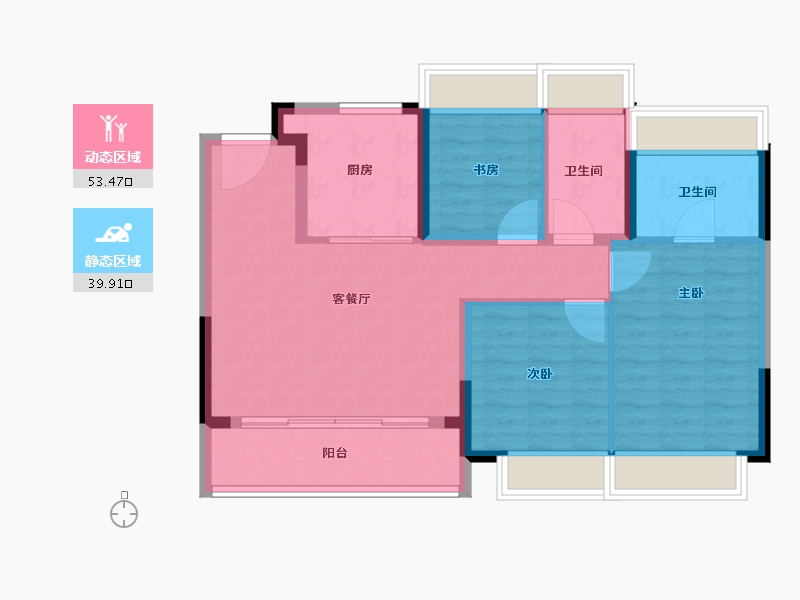 江苏省-苏州市-泊印澜庭-84.00-户型库-动静分区