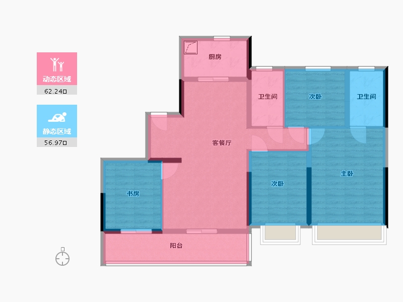 浙江省-宁波市-湖樾云著花苑-106.47-户型库-动静分区