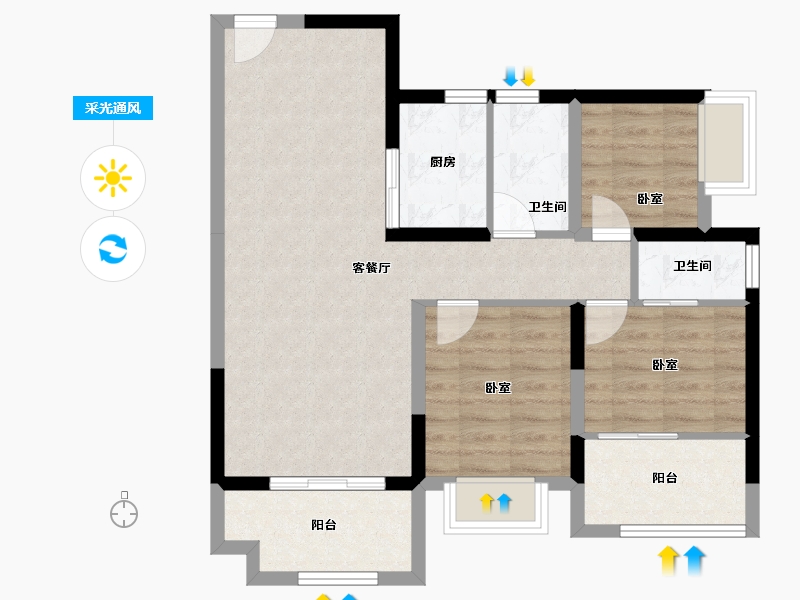 广东省-深圳市-新世界松风明月-75.94-户型库-采光通风