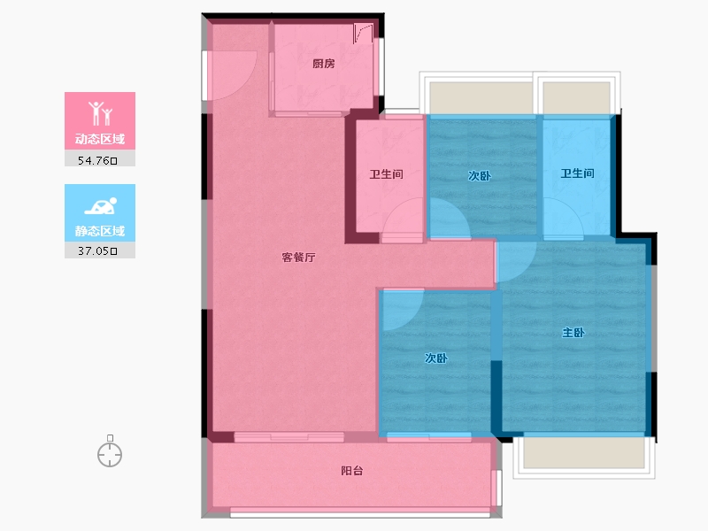 江苏省-苏州市-金地翡翠星辰花园​-82.99-户型库-动静分区