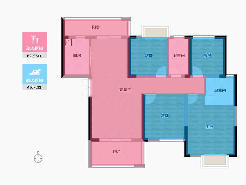 湖南省-长沙市-春晖花园-103.00-户型库-动静分区