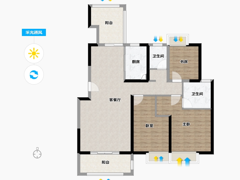 河南省-郑州市-法兰原著·半岛-115.00-户型库-采光通风