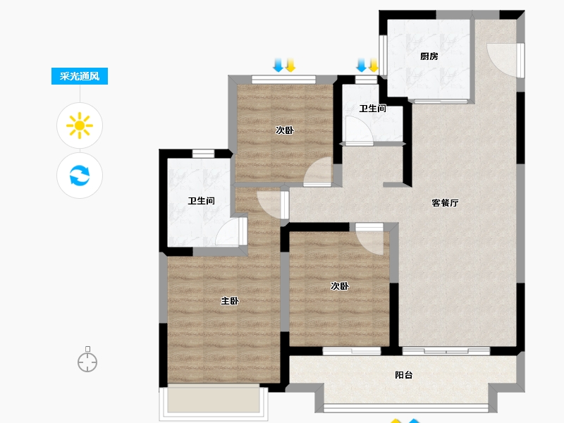 江苏省-苏州市-建发·御璟湾-86.40-户型库-采光通风