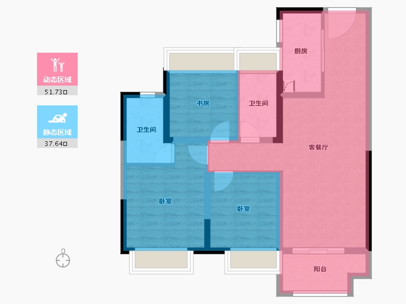 江苏省-苏州市-融创滨江映​-79.12-户型库-动静分区