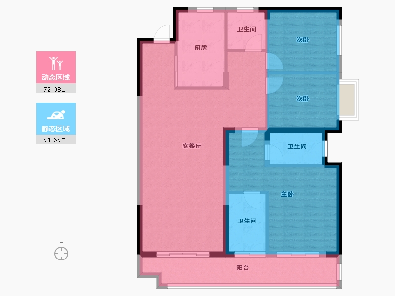 湖南省-长沙市-万科魅力之城-126.00-户型库-动静分区