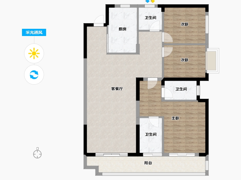 湖南省-长沙市-万科魅力之城-126.00-户型库-采光通风