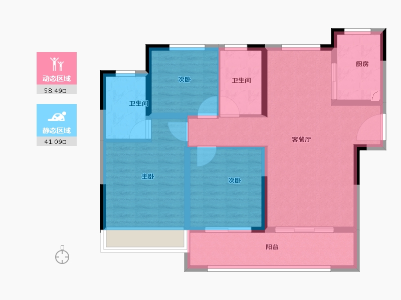 河南省-郑州市-世茂云境-89.00-户型库-动静分区