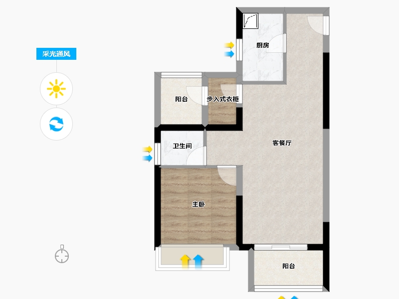 河南省-郑州市-保利金茂时光悦-56.45-户型库-采光通风