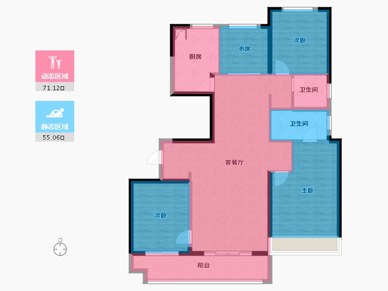 河南省-郑州市-万科民安江山府-113.60-户型库-动静分区