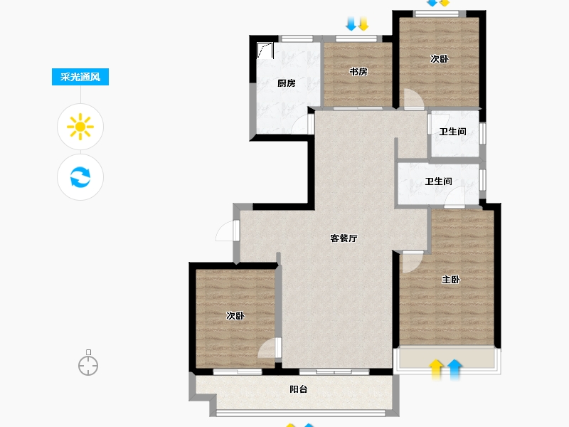 河南省-郑州市-万科民安江山府-113.60-户型库-采光通风