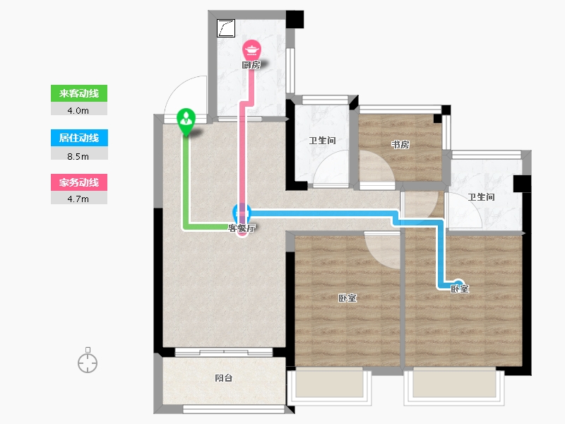 江苏省-苏州市-九龙仓蔚蓝花园-71.58-户型库-动静线