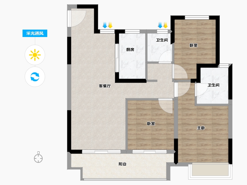 江苏省-苏州市-中锐·星未来-87.20-户型库-采光通风