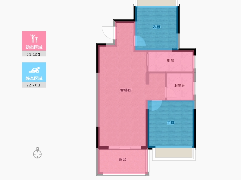 江苏省-苏州市-陆家嘴锦绣澜山-66.23-户型库-动静分区