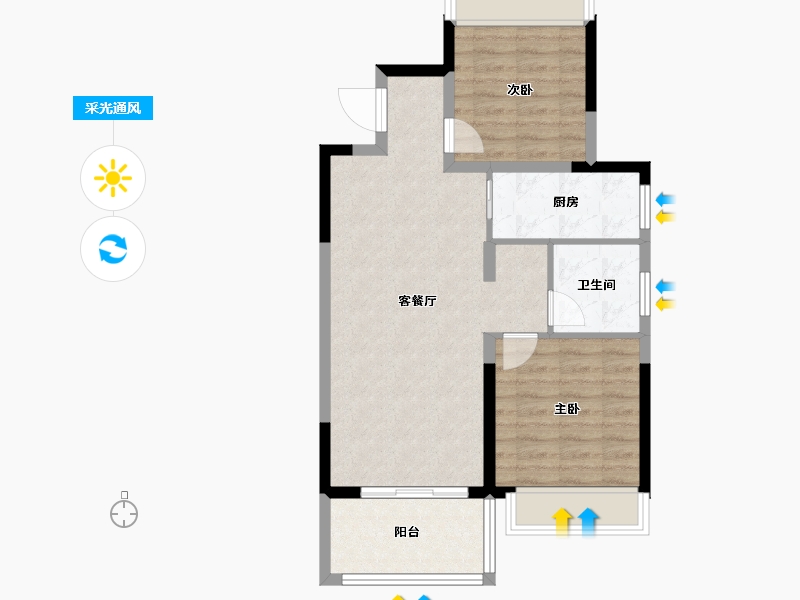 江苏省-苏州市-陆家嘴锦绣澜山-66.23-户型库-采光通风