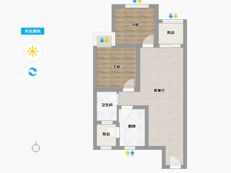 陕西省-西安市-丰禾坊住宅2期-56.44-户型库-采光通风