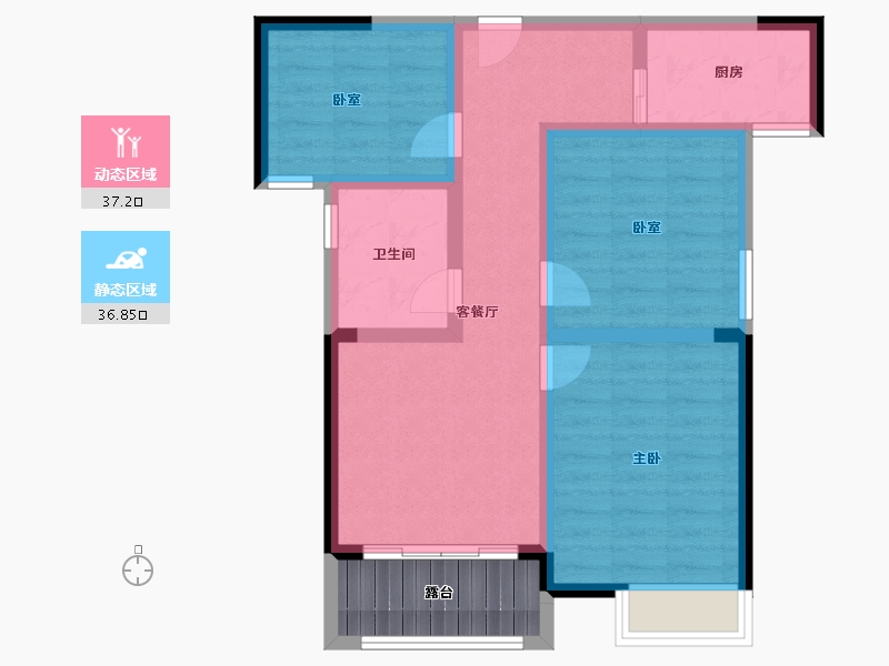 河南省-郑州市-恒基水榭华城-70.00-户型库-动静分区