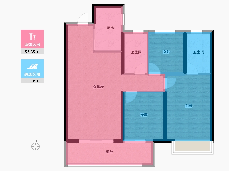 河南省-郑州市-融创御湖宸院-86.39-户型库-动静分区