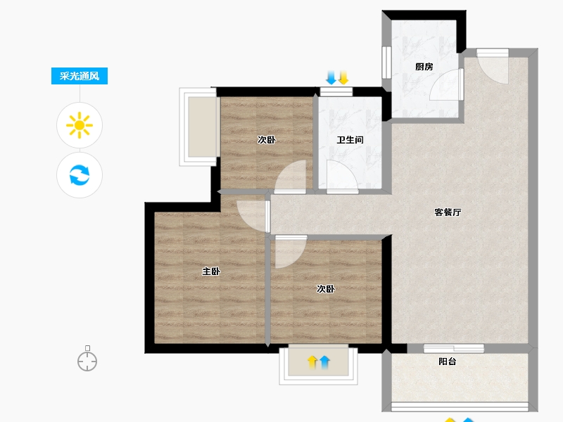 广东省-深圳市-招商华润·玺悦台-68.00-户型库-采光通风