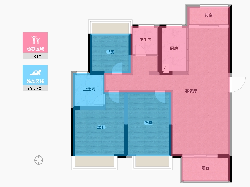 河南省-郑州市-法兰原著·半岛-87.00-户型库-动静分区