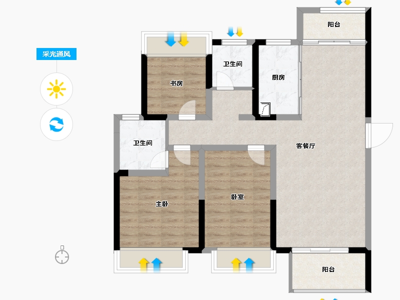 河南省-郑州市-法兰原著·半岛-87.00-户型库-采光通风