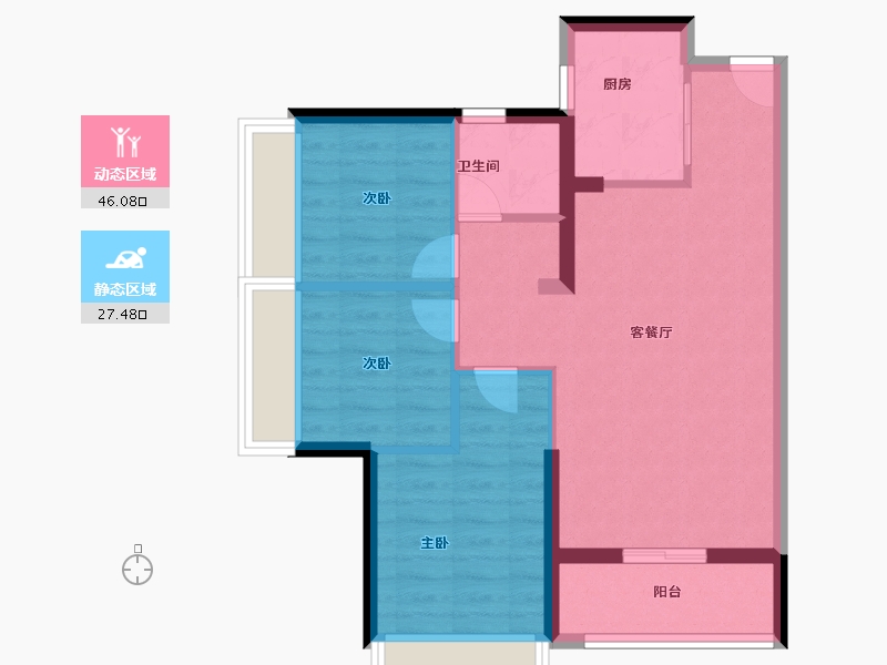 广东省-深圳市-佳华领悦广场​-65.60-户型库-动静分区