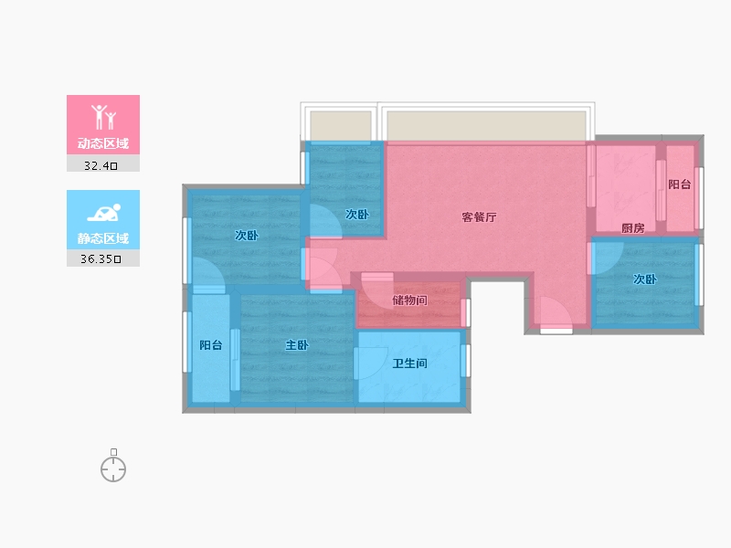 上海-上海市-愚园路744弄-60.10-户型库-动静分区