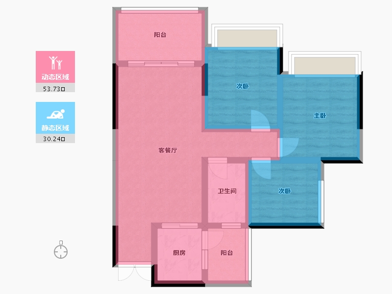 重庆-重庆市-久恒弘庭-88.00-户型库-动静分区