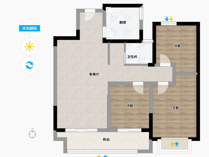 河南省-郑州市-住友·璞园-77.00-户型库-采光通风