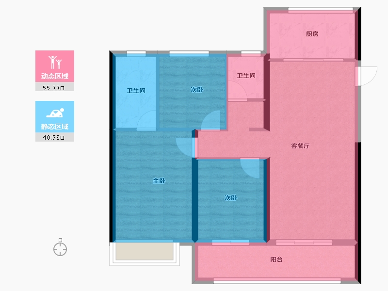 河南省-郑州市-融信奥体世纪-86.39-户型库-动静分区