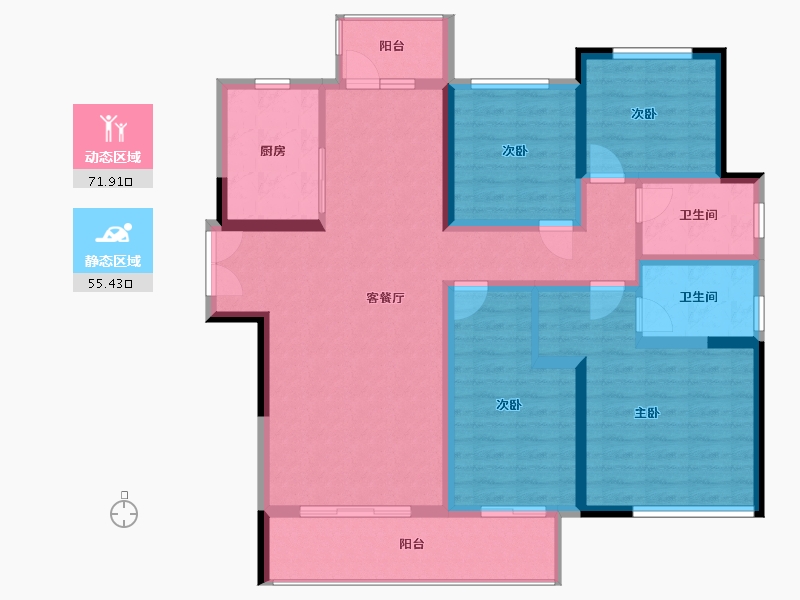 河南省-郑州市-永威西郡（三期瑞和苑)-113.60-户型库-动静分区