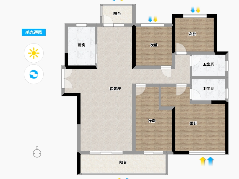 河南省-郑州市-永威西郡（三期瑞和苑)-113.60-户型库-采光通风