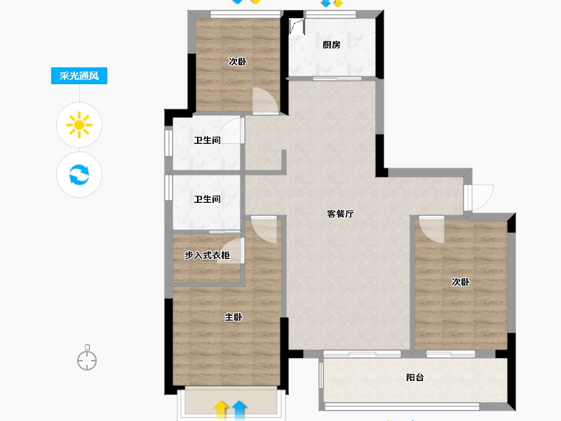 山东省-菏泽市-绿城单县兰园-100.00-户型库-采光通风