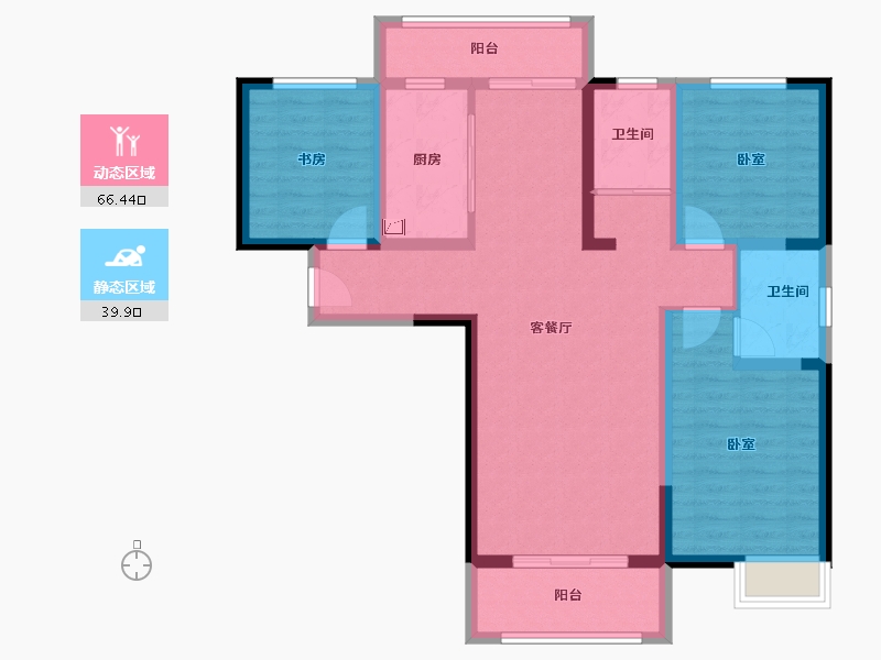 河南省-郑州市-恒基水榭华城-94.00-户型库-动静分区